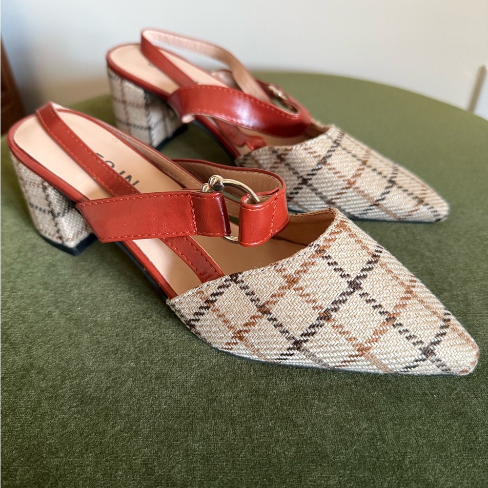Super cute plaid strappy heels